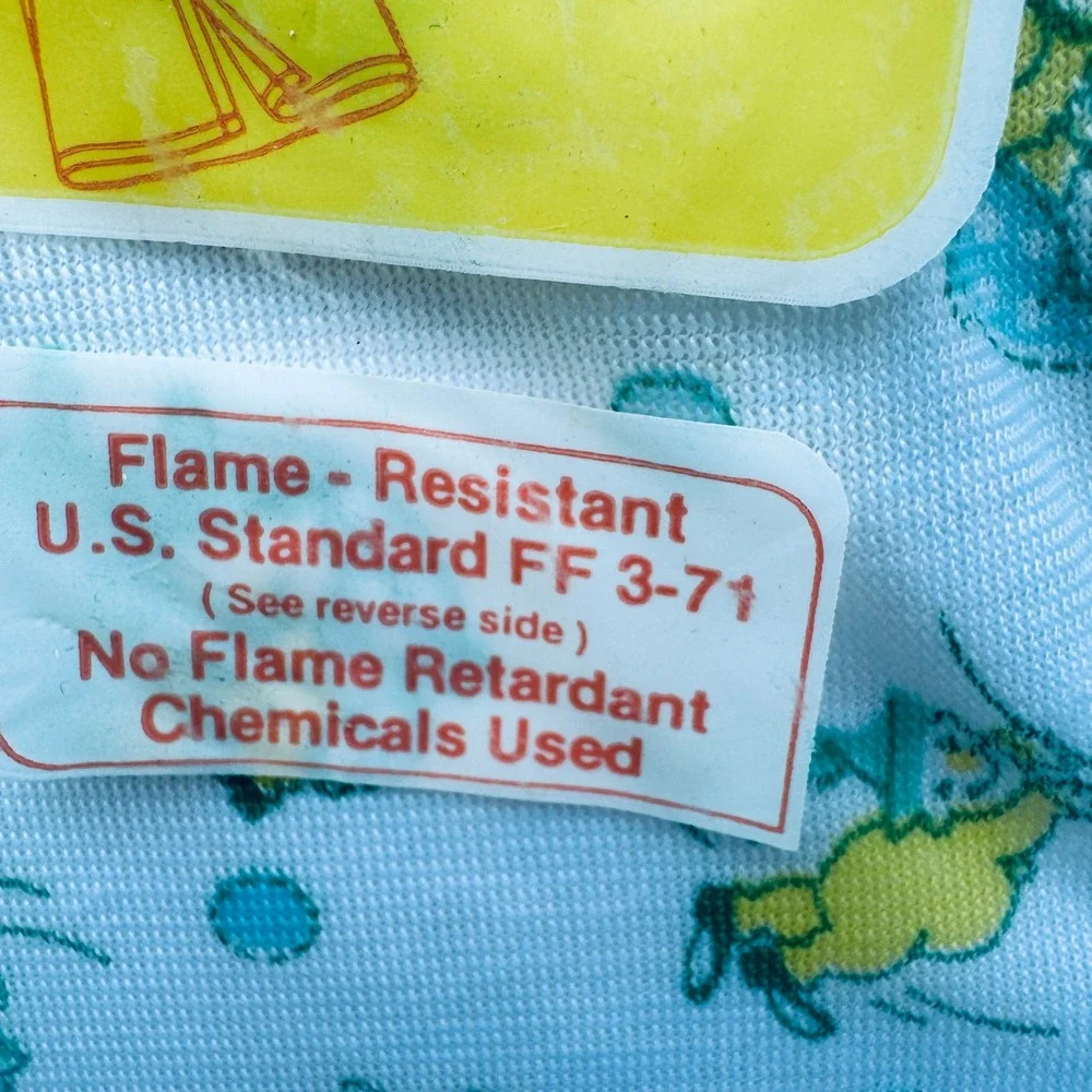Vintage Carters Full Length Kimono Baby Gown Blue Bear Print Layette Size NEW